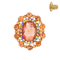 OVAL CRYSTAL SUNBURST DOUBLE HALO STRETCH RING